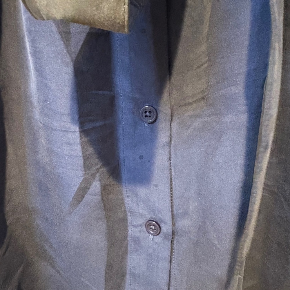 Emporio Armani 100% Silk Womens Shirt Dress Sz 36 Blue Green Button Front Belted - Picture 5 of 11